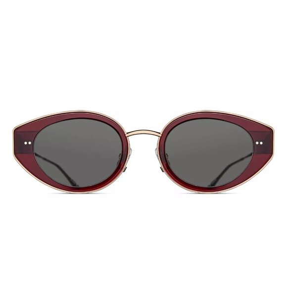 Matsuda M3120 Cat Eye Sunglass | Bordeaux - Pale Gold | Grey Solid Lenses (0391) - Picture 1 of 17